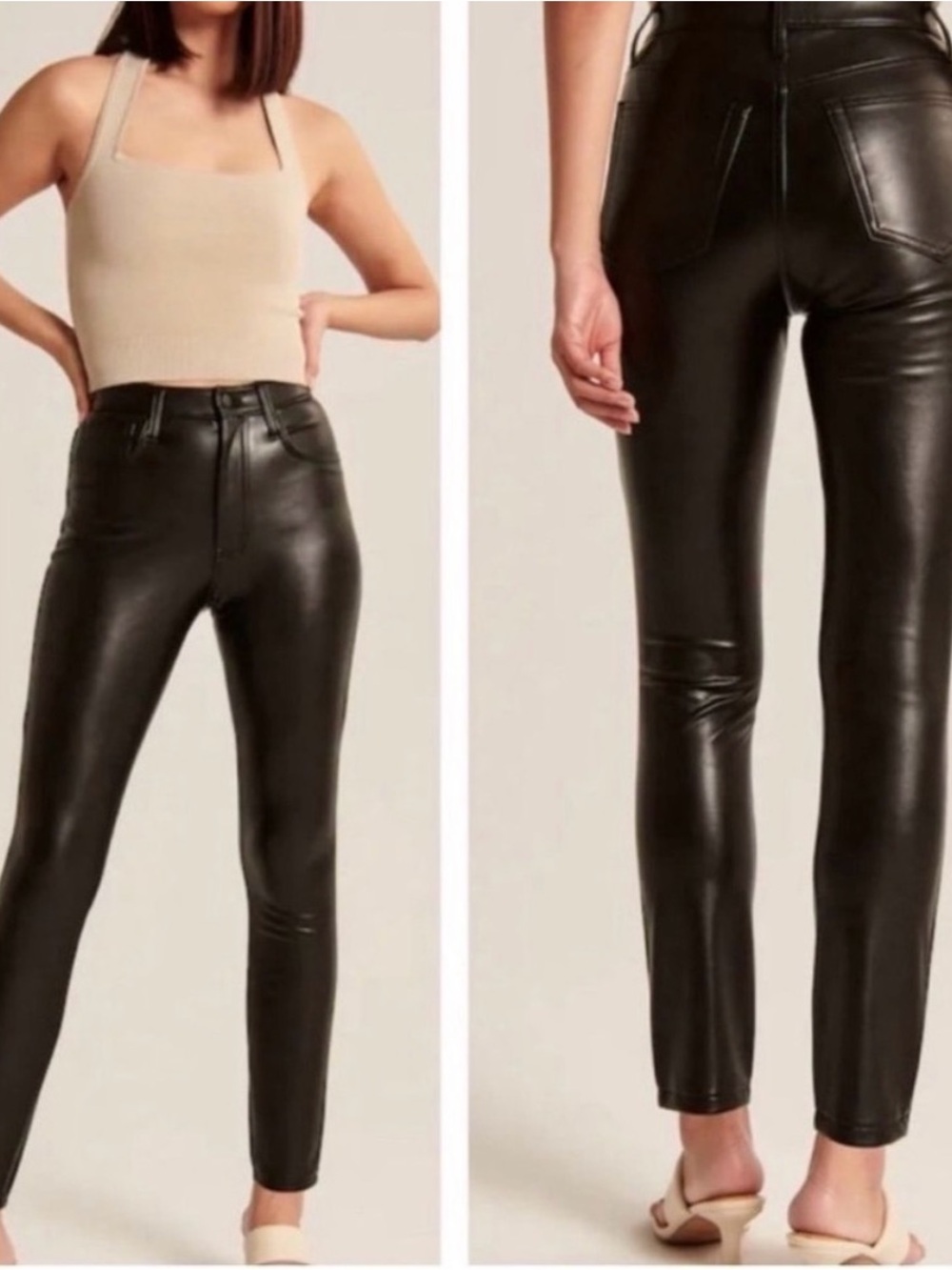 Abercrombie & Fitch Black Faux-Leather High-Rise Skinny Pants